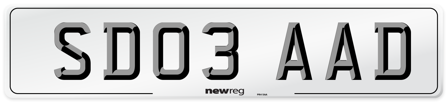 SD03 AAD Number Plate from New Reg